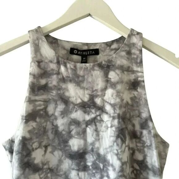 Athleta Santorini Gray White Tie Dye Print High Neck Tank Dress Size XS #2016 - Picture 3 of 13